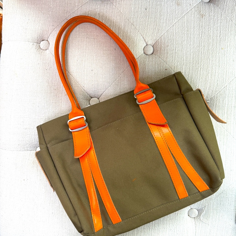 Jack Gomme Paris Denim Olive and Orange Women's Tote Bag